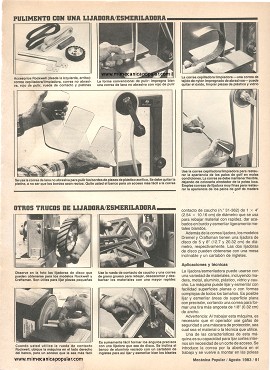 Cómo trabajar una lijadora esmeriladora - Agosto 1983