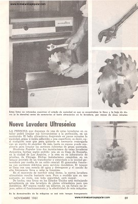 Nueva Lavadora Ultrasónica - Noviembre 1961