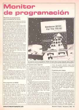 Monitor de programación - Noviembre 1984