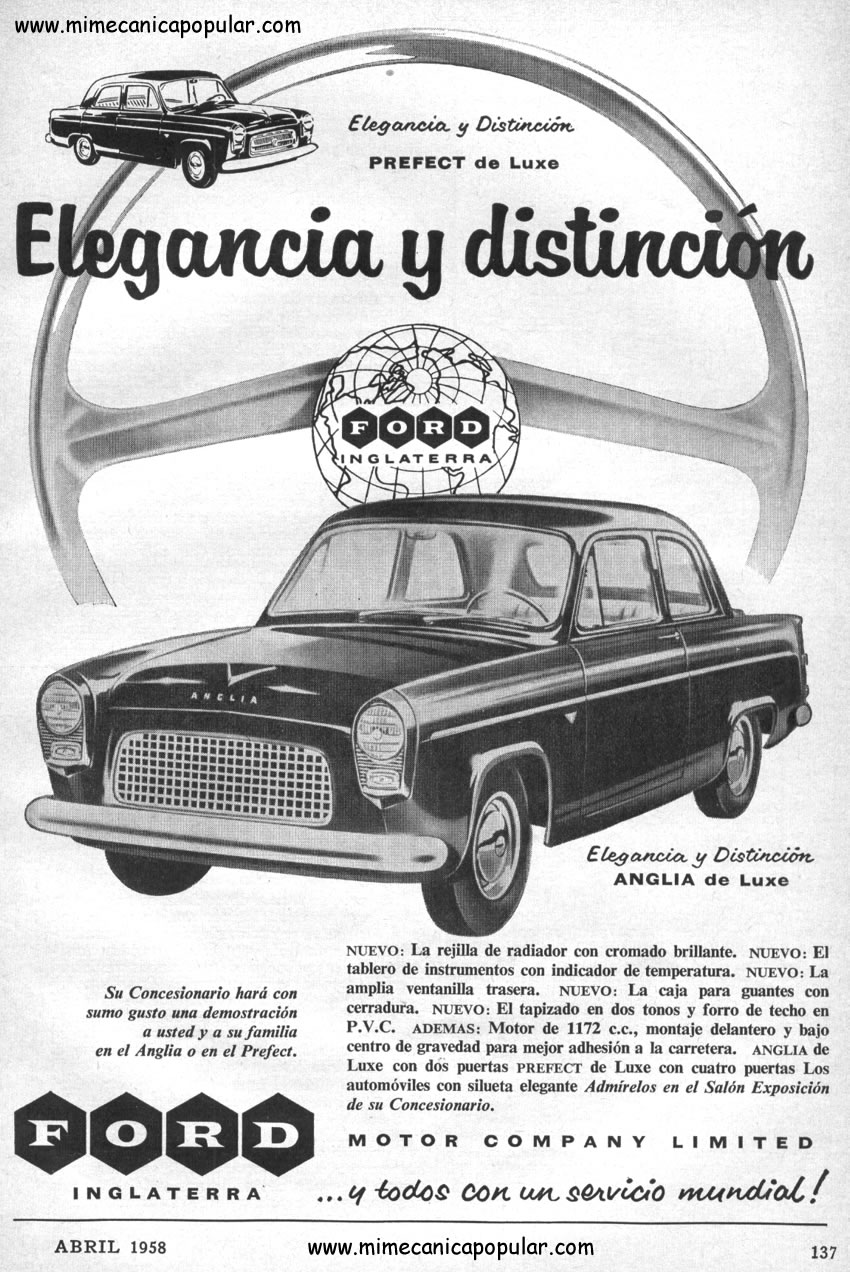 Publicidad - FORD ANGLIA - Abril 1958