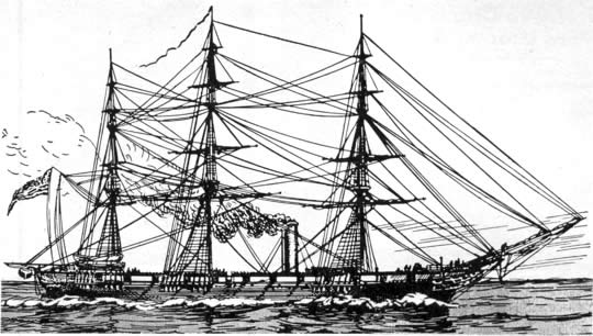 El Princeton, que podía también navegar a vela, fué botado en 1843 y cambió el curso de la historia naval