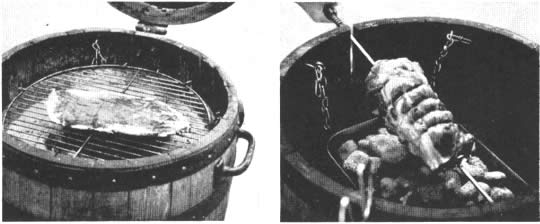 Se pueden emplear distintos métodos de asado: el de parrilla, que es el que se muestra abajo a la izquierda, el de una espita donde giran las carnes sobre el carbón, el de un horno y otros