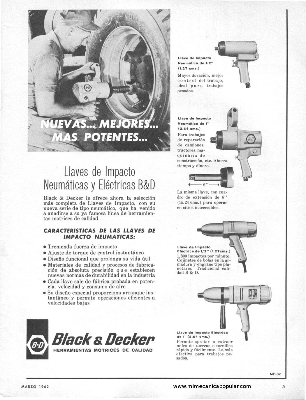 Publicidad - Llaves de Impacto Black and Decker - Marzo 1962