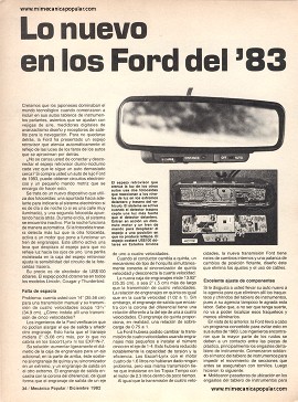 Lo nuevo en los Ford del 83 - Diciembre 1982