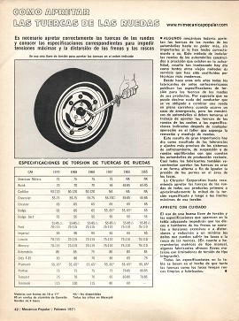 Cómo apretar las tuercas de las ruedas - Febrero 1971