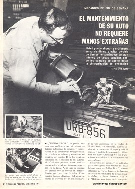 El mantenimiento de su auto no requiere manos extrañas - Diciembre 1971