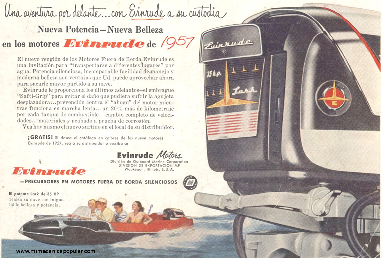 Publicidad - Motores Fuera de Borda Evinrude - Marzo 1957