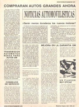 Noticias Automovilísticas - Abril 1978