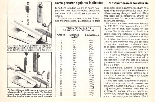 Cómo perforar agujeros inclinados - Abril 1983