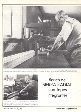 Banco de sierra radial con topes integrantes - Mayo 1972