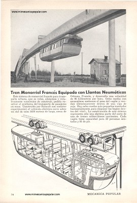 Tren monorriel francés equipado con llantas neumáticas - Noviembre 1960