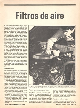 Filtros de aire del automóvil - Agosto 1980