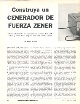 Construya un generador de fuerza zener - Abril 1967