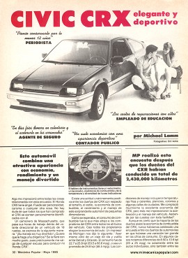 Informe de los dueños: Honda Civic CRX de 1984 - Mayo 1985