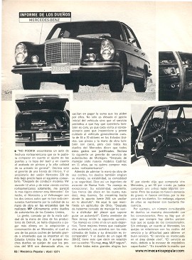 Informe de los dueños: Mercedes Benz 1970 - Abril 1971
