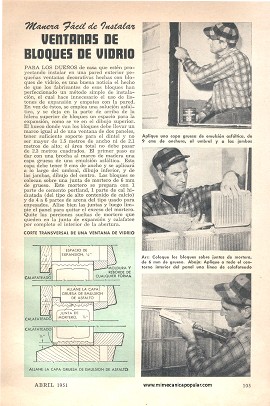 Manera fácil de instalar ventanas de bloques de vidrio - Abril 1951
