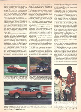 MP prueba los 11 mejores autos deportivos del mundo - Abril 1984