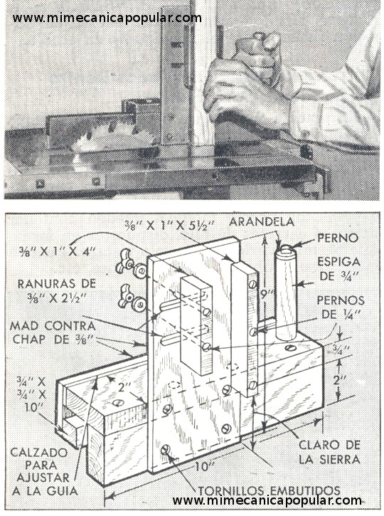Práctica guía espigadora para las sierras de banco pequeñas - Julio 1950