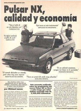 Informe de los dueños: Nissan Pulsar NX - Abril 1984