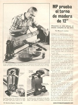 MP prueba el torno de madera de 12" - Febrero 1973