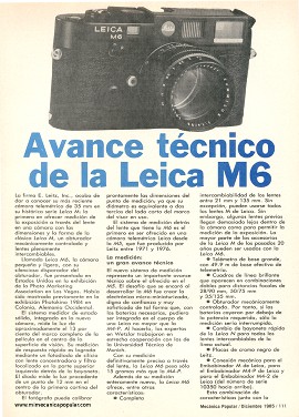 Fotografía: Avance técnico de la Leica M6 - Diciembre 1985