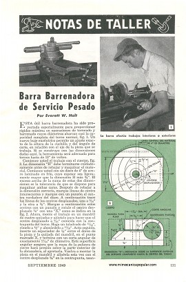 Barra Barrenadora de Servicio Pesado -Torno Metal - Septiembre 1949