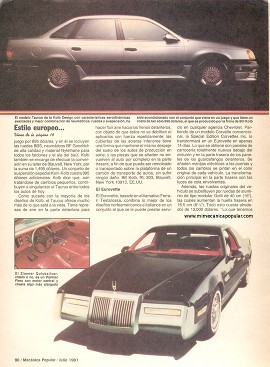 Estilo europeo en autos norteamericanos - Julio 1987