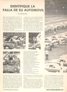 Identifique la falla de su automóvil - Abril 1974
