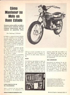 Cómo Mantener su Moto en Buen Estado - Noviembre 1973