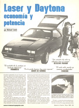 Informe de los dueños: Chrysler Laser y el Daytona de 1984 - Mayo 1985