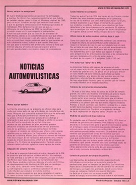 Noticias Automovilísticas - Octubre 1973