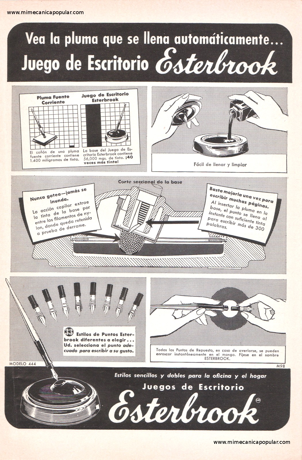 Publicidad - Juegos de Escritorio Esterbrook - Agosto 1955