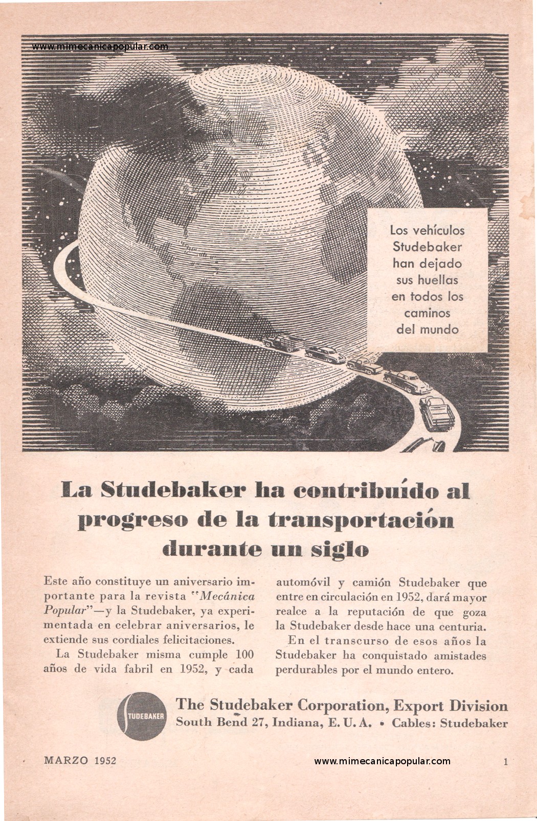 Publicidad - Studebaker - Marzo 1952
