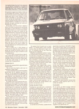 MP compara los nuevos autos - Noviembre 1985