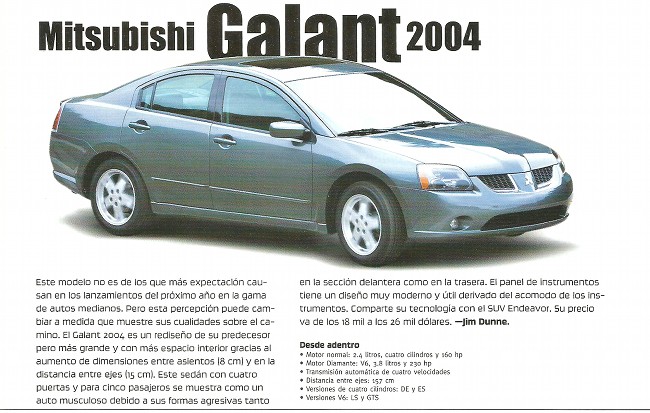 Mitsubishi Galant 2004 - Diciembre 2003