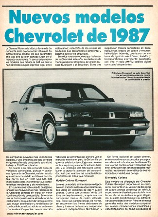 Nuevos modelos Chevrolet de 1987 - Marzo 1987