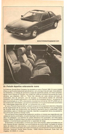 Un Honda Prelude deportivo enteramente nuevo - Septiembre 1983