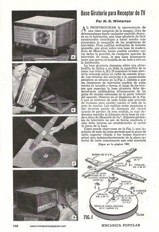 Base Giratoria para Receptor de TV - Diciembre 1949