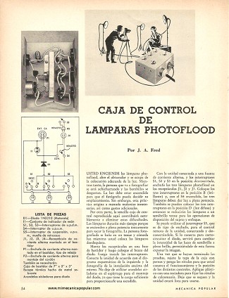 Caja de Control de Lamparas Photoflood - Abril 1963