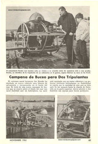 Campana de Buceo para Dos Tripulantes - Noviembre 1961