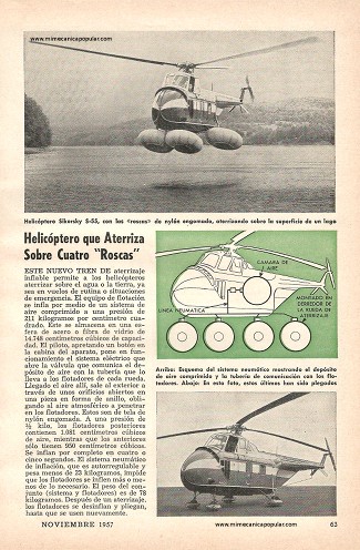 Helicóptero que aterriza sobre cuatro roscas - Noviembre 1957