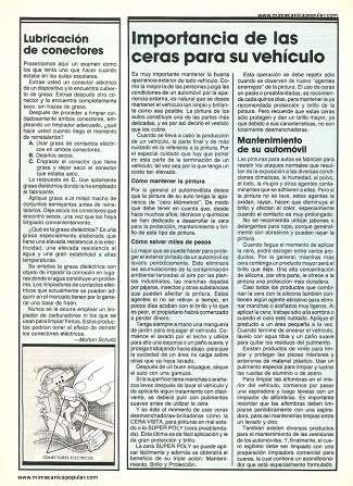 Importancia de las ceras para su vehículo - Julio 1989
