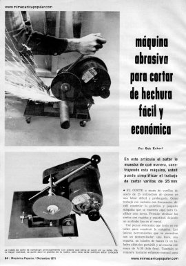 Máquina abrasiva para cortar de hechura fácil y económica - Diciembre 1971