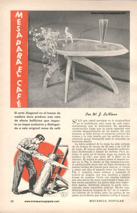 Mesa para el Café -Cortada diagonalmente de un tronco - Octubre 1948