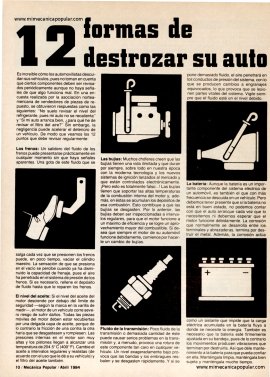 12 formas de destrozar su auto - Abril 1984