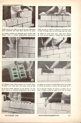 La colocación de bloques de hormigón - Octubre 1958