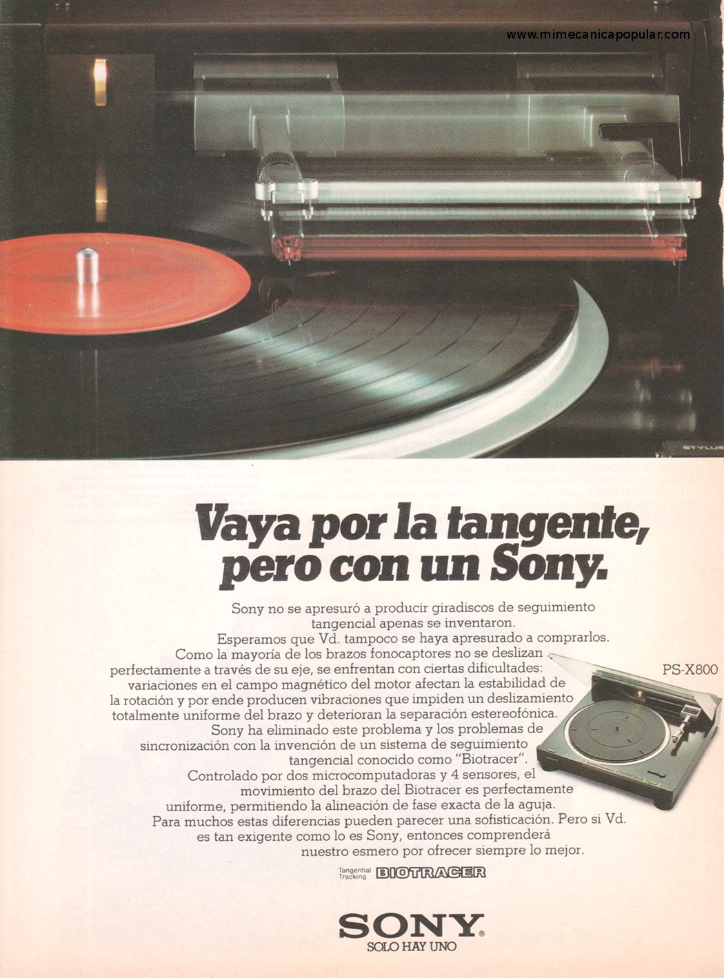 Publicidad - Tornamesa Sony PS-X800 - Octubre 1981