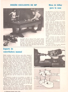 Soporte de esmeriladora manual para el torno - Abril 1978
