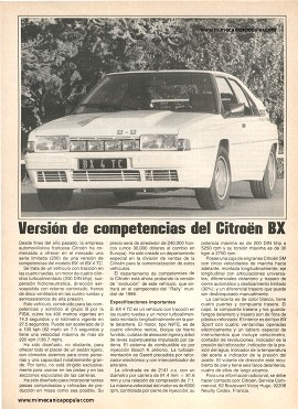 Versión de competencias del Citroën BX - Febrero 1986