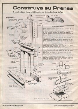 Construya su Prensa Manual - Diciembre 1972